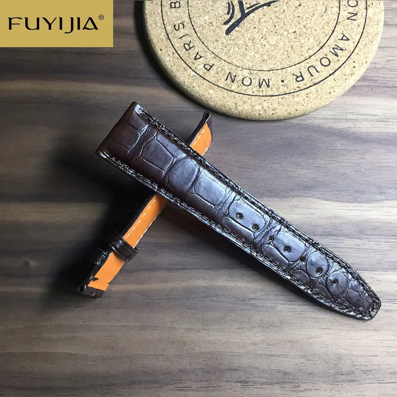 

FUYIJIA Handmade Mississippi Alligator Watchbands Custom Substitute I-W-C P-ortofino Strap 22MM 20MM 18MM Genuine Leather Belt