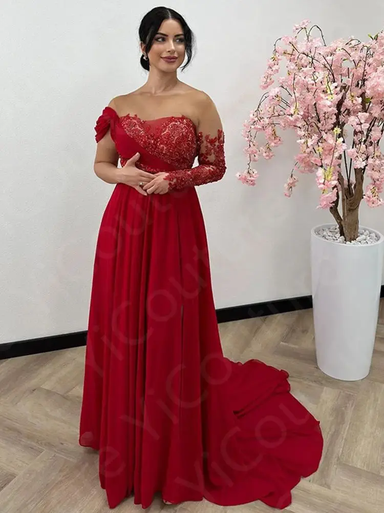 Unique Two Pieces Prom Gowns Red Evening Dress Long with Detachable Skirt Birthday Party Lace Robe de Soiree 2023 On Sale - Image 5