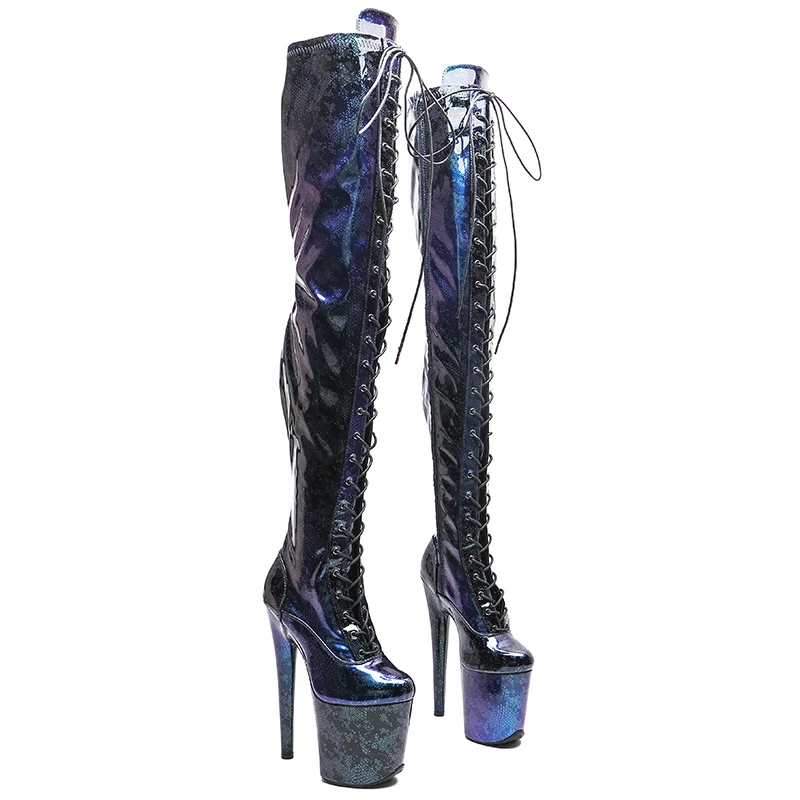 Leecabe 20cm/8inches Schlange oberen Farbverlauf Farbe junge Trend Mode High Heel Plattform Stripper Ferse Pole Dance Boot