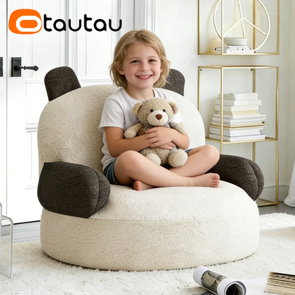 OTAUTAU Children Small Soft Faux Fleece Bean Bag Cover Bear Pouf Beanbag Cover SF637【No Filler!Please Buy Filler Yourself!】 view 4