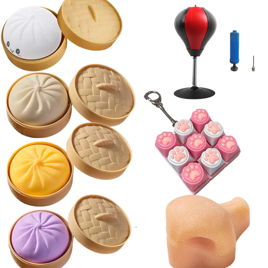 Bola de masa de colores, bolas antiestrés, juguetes sensoriales, comida de simulación, Squishies, bollo con vaporizador, bolas de masa para apretar, regalos