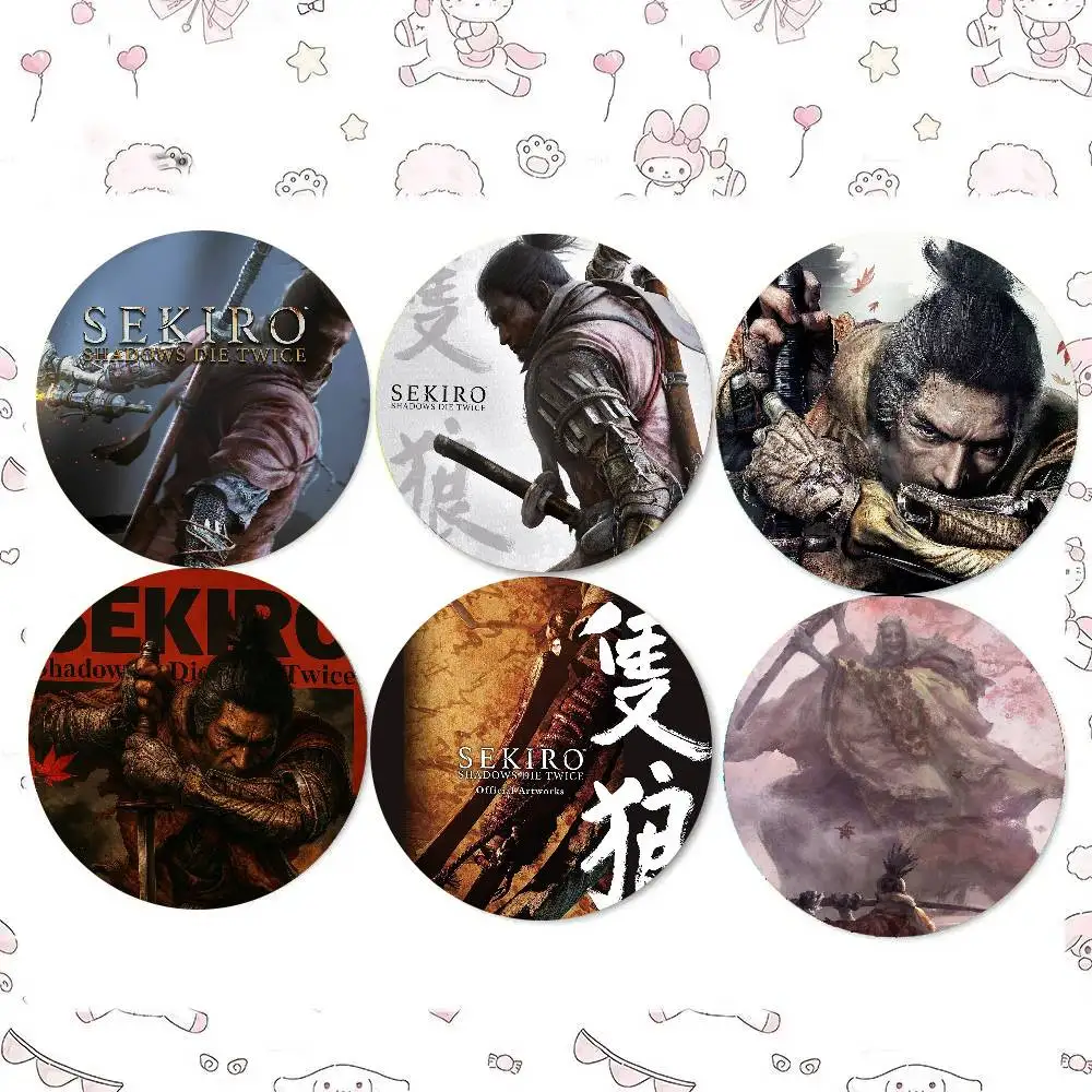Game S-Sekiro Shadows Die Twice Badge Tinplate Meme Round Brooch For Hat Bag Creative Lapel Jewelry Accessories Gifts