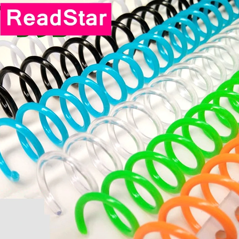 10PCS/LOT ReadStar 30 Rings 9.5mm Pitch Color Plastic Loose Leaf Sprial Binding Ring Coil Binding Coil For A4 A5 B5 Book Binders