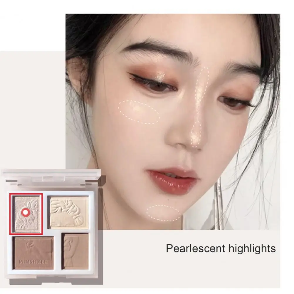 

Highlighter Palette Healthy Natural Fadeless with Mirror Highlighter Powder Beauty Accessory