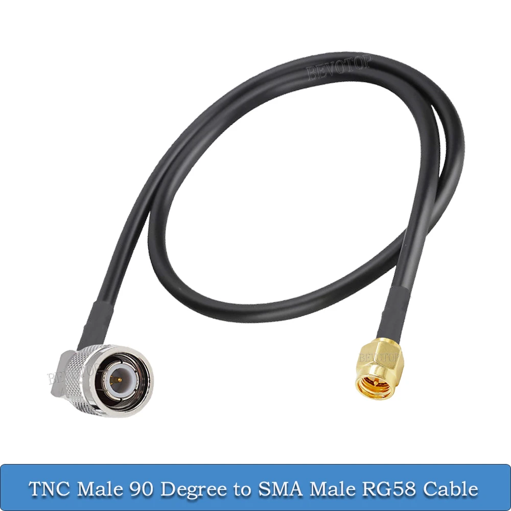 RG-58 TNC Male 90 Degree to SMA Male Straight/Right Angle Connector 50 Ohm RG58 RF Coaxial Cable Pigtail Extension Cord Jumper