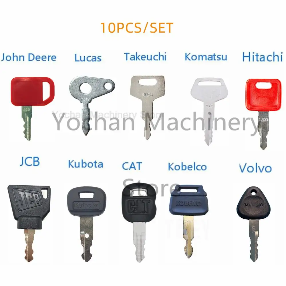 10 key Machinery Master key Set For Hitachi Kubota Komatsu Kobelco Agricultural Machinery Digger Plant Dumper Dozer Roller SP