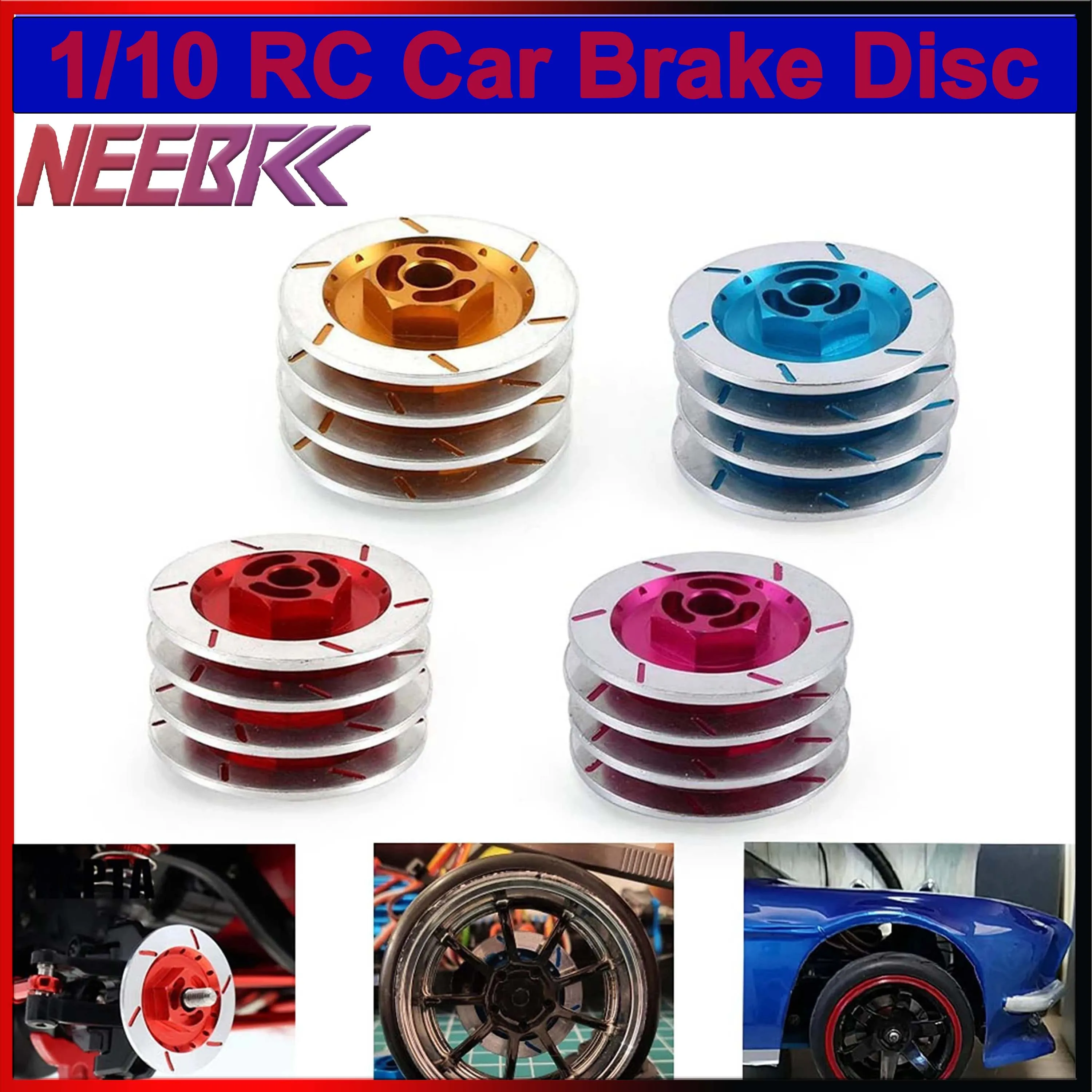 NEEBRC Aluminum Alloy Brake Disc Wheel Rim Box Metal Hex Adapter 12mm for 1/10 RC Car MN G500 HSP 94123 94122 Tamiya Tt01 TT02