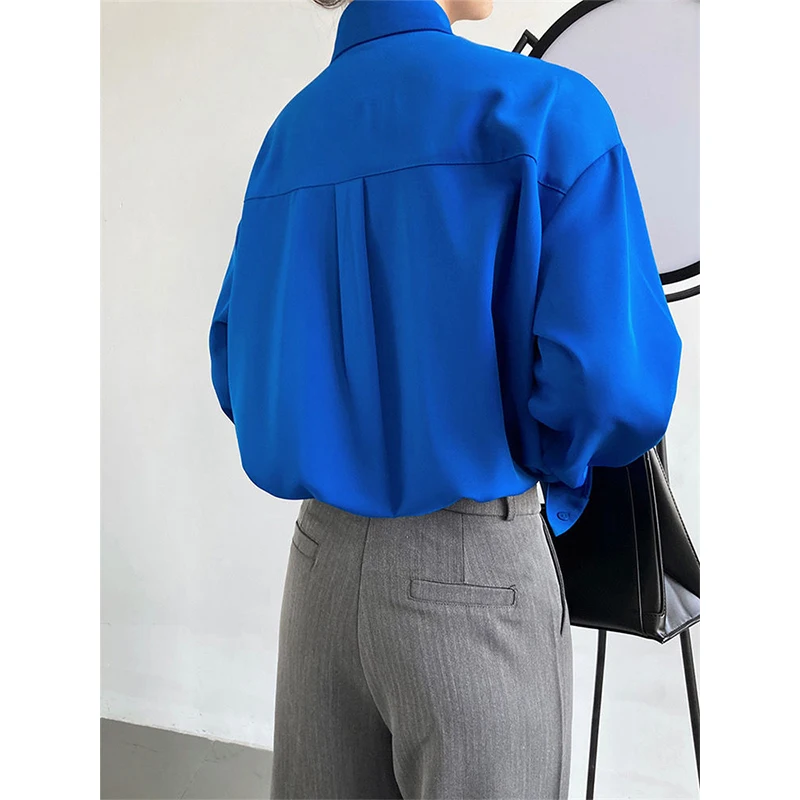 Spring Autumn Office Lady Solid Long Sleeve Blouse Button Up Bottoming Shirt Female Clothes Simple All-match Top Women Blusa