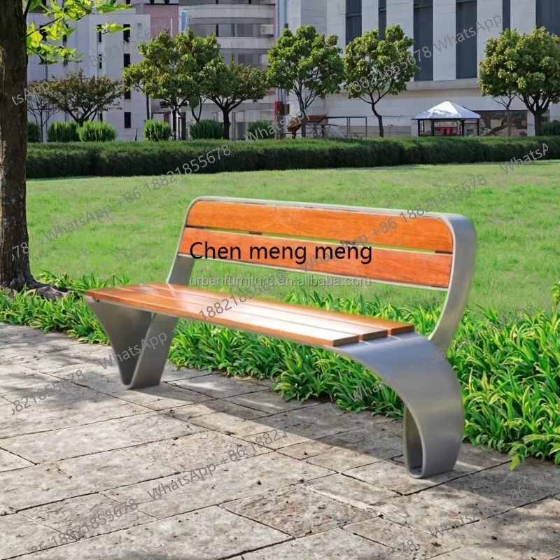 

Customized Leisure Modern Design Park Benches Outdoor Metal and Stainless Steel Wood Chair Garden Sets