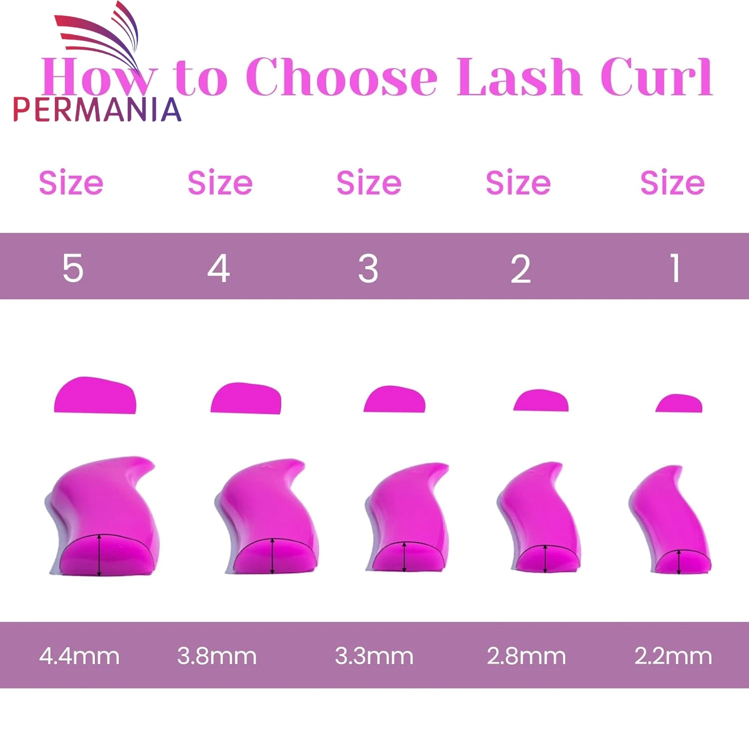 Permaina Koreanische Wimpernliftstangen, 5 Größen, starker Halt, leimloser Wimpernliftschutz, kann mit offenen Augen für das Wimpernlifting verwendet werden