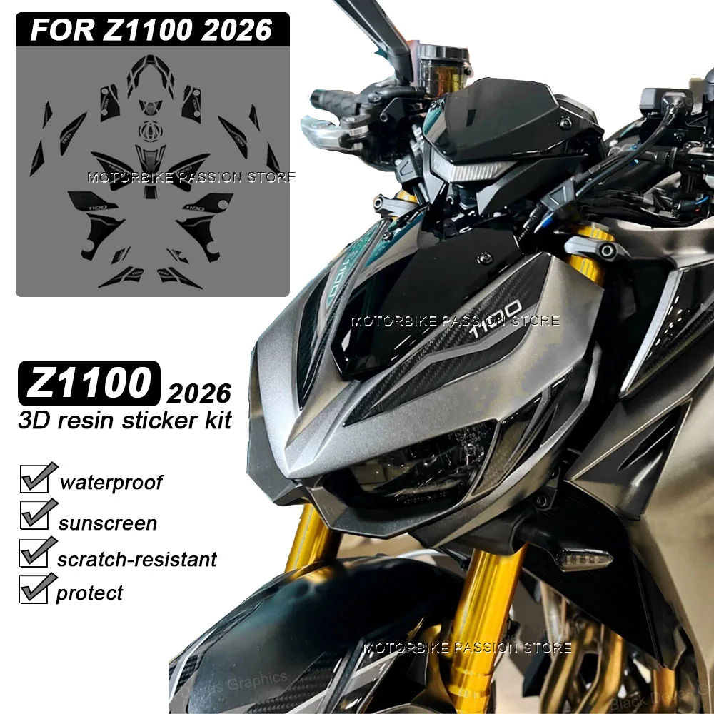 

Для Z1100 z1100 2026 3D мотоциклетная наклейка из эпоксидной смолы, комплект защиты бака, устойчивая к царапинам наклейка, нескользящая наклейка