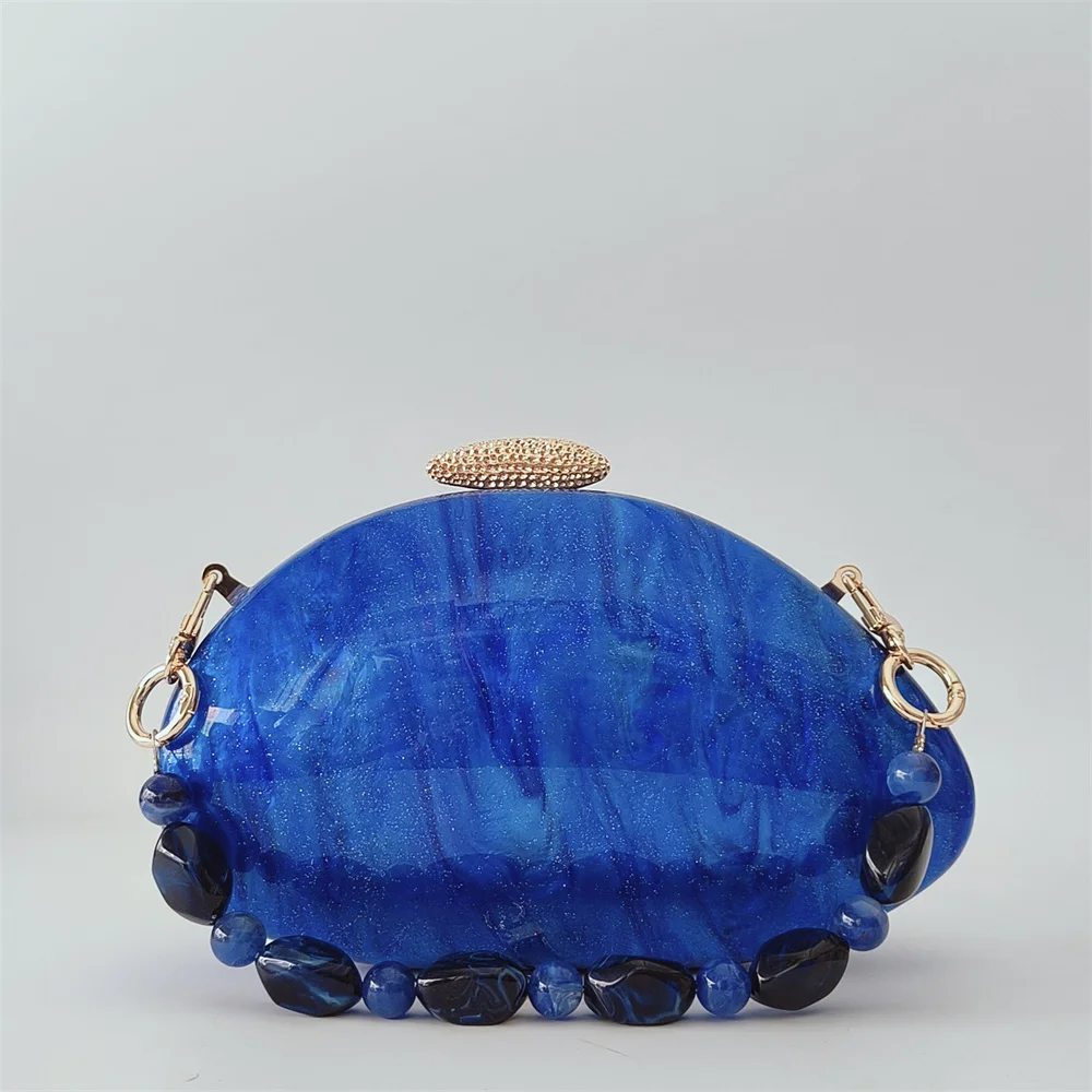 

Bright Blue Small Glitter Acrylic Box Clutch Bag Wedding Party Shell Evening Bag Purses And Handbags Bridal Female Gift Handbag