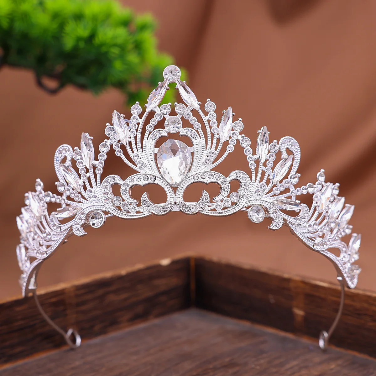 Fashion Elegant Korean Girls Crystal Tiara Crown For Women Party Wedding Princess Rhinestone Bridal Crown Hair Jewelry