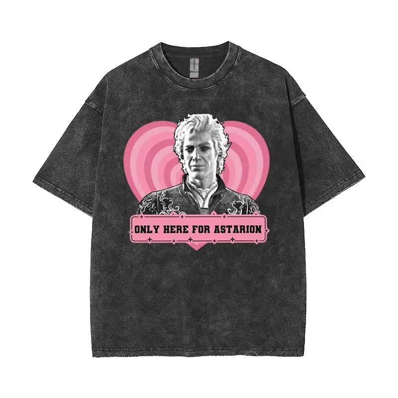 Camisetas limitada de Astarion The Pale ELF Baldurs Gate 3, camiseta lavada Vintage para cena de chica, camiseta informal de calle alta Y2k para hombres y mujeres