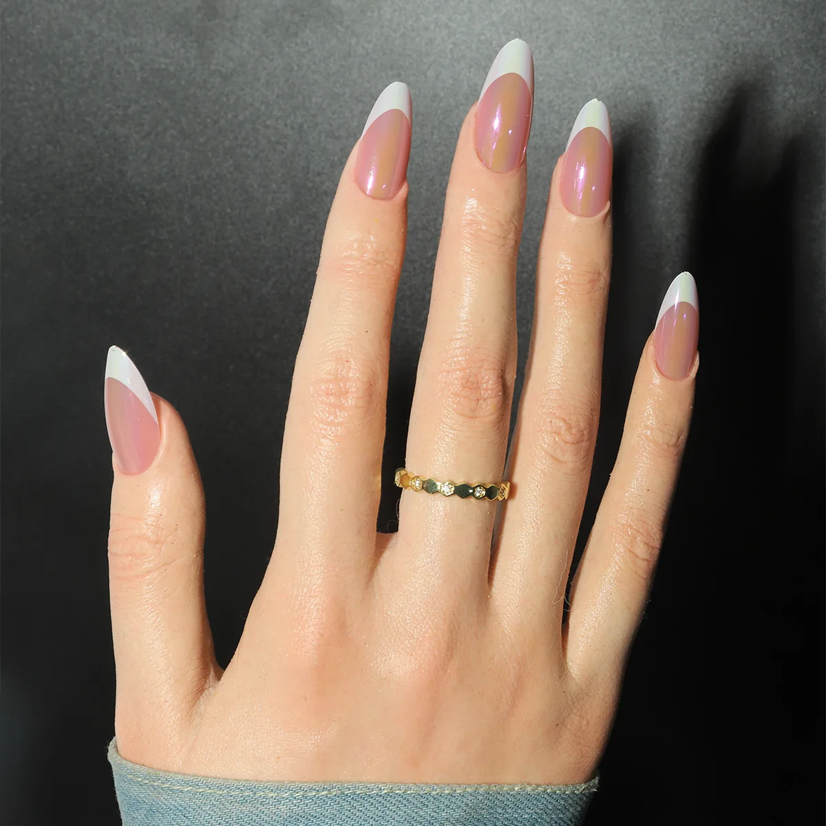 24 Stück lange Stiletto-Kunstnägel, würzige Mädchen-Charm-Maniküre, rosa, zum Aufdrücken der Nägel, vollständige Abdeckung, französische Kunstnägel, Kunst für Frauen