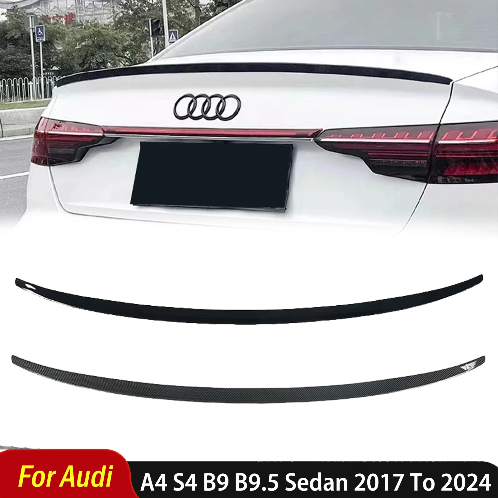 

For Audi A4 S4 B9 B9.5 Sedan 2017 To 2024 Rear Trunk Spoiler Wing Car Rear Boot Lip Cap Splitter Body Kit Auto Accessories