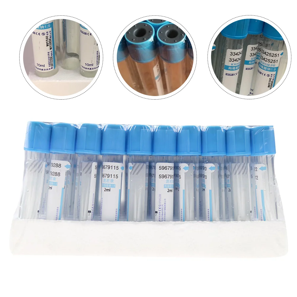 

100 Pcs Blood Collection Tube Test Glass Tubes with Cover Disposable Venous Clear Centrifuge Collecting