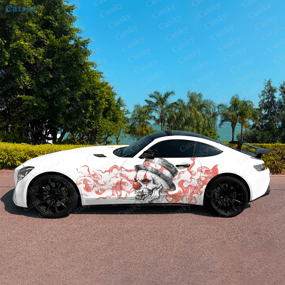 

Злой скелет Джокер, автомобильные виниловые наклейки, самоклеящаяся наклейка из ПВХ, подходит для грузовиков, внедорожников, украшения, автоаксессуары, подарок