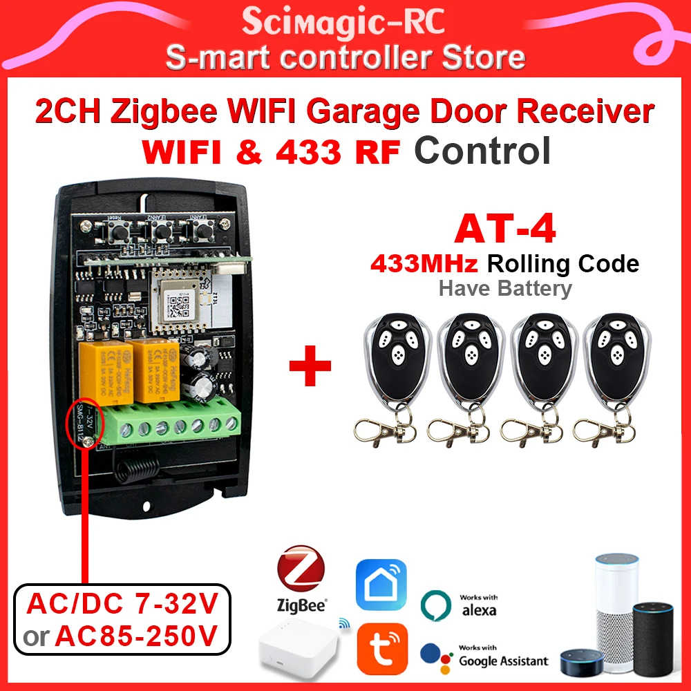 WiFi Zigbee AC/DC 7-32V 220V Smart Switch Breaker Module 4PCS RF Remote Alexa Google Home by Tuya SmartLife Remote Voice Control