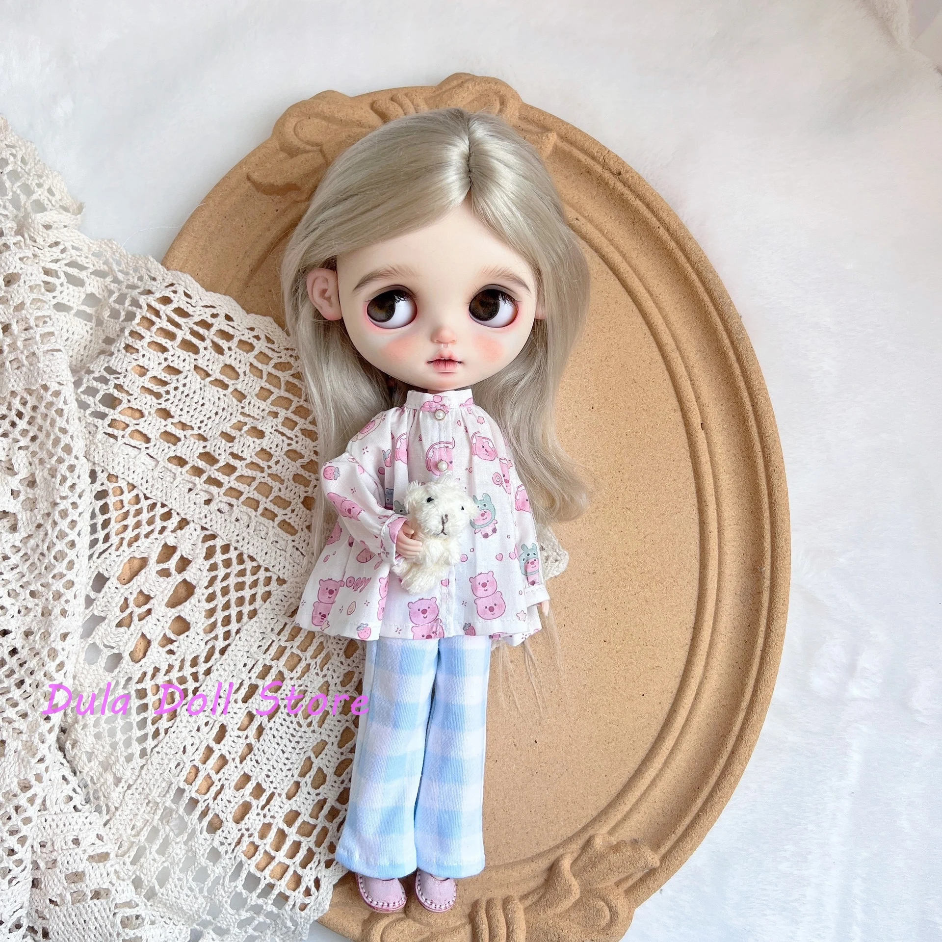 

Dula Doll Clothes Dress Sea salt bubble bear top pants set ob24 ob22 Azone Licca ICY JerryB 1/6 Bjd Doll Accessories