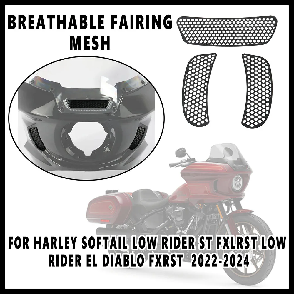 For Harley Softail Low Rider ST FXLRST Low Rider El Diablo FXRST 2022-2024 NEWMotorcycle Accessory Black Breathable Fairing Mesh