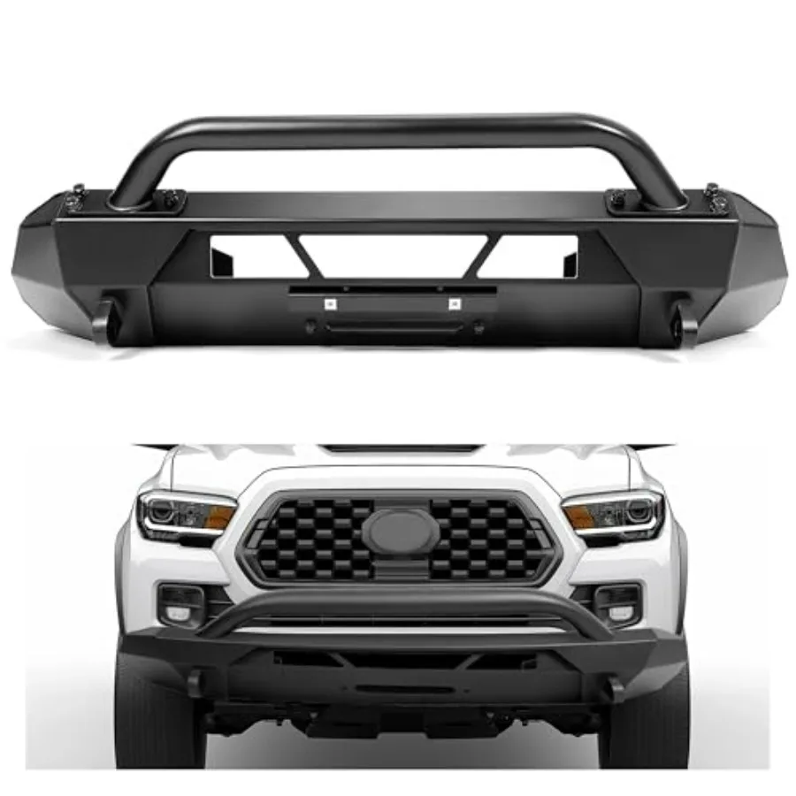 

Стальной передний бампер лебедки с толкателем и стандартным креплением лебедки для Black 20162023 Tacoma, защитная решетка переднего бампера w