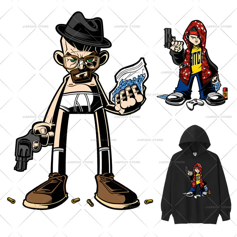 Breaking Bad Iron On Transfers For Clothes Heat Transfer Vinyl Sticker For Man Hoodie Creative Patches Washable Applique Decor