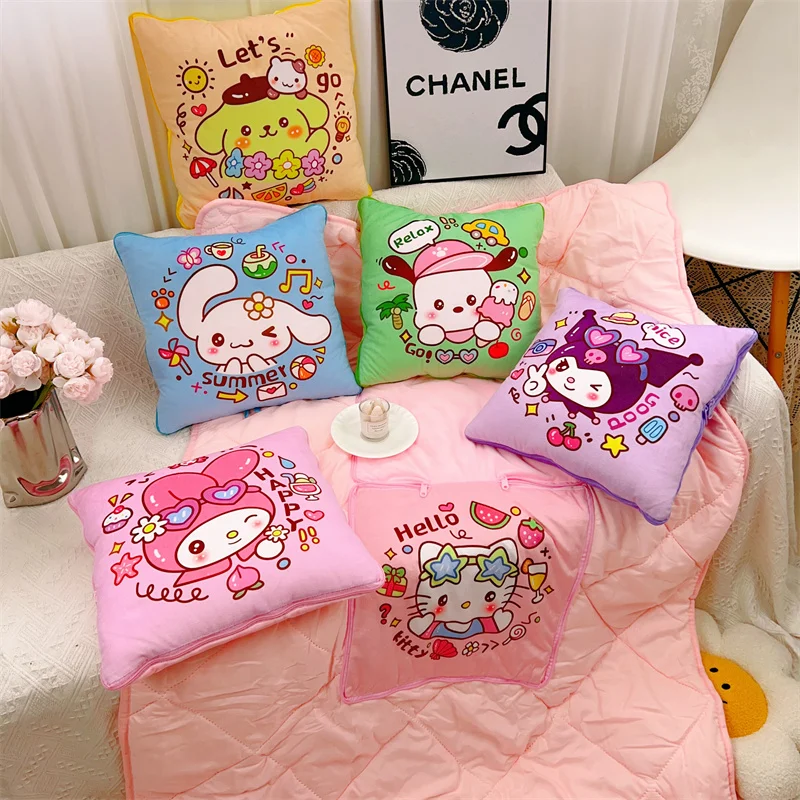 

Sanrio Multi Functional Blanket Cartoon Warm Blanket Kuromi My Melody Pochacco Cinnamoroll Pillow Blanket Travel Nap Blanket