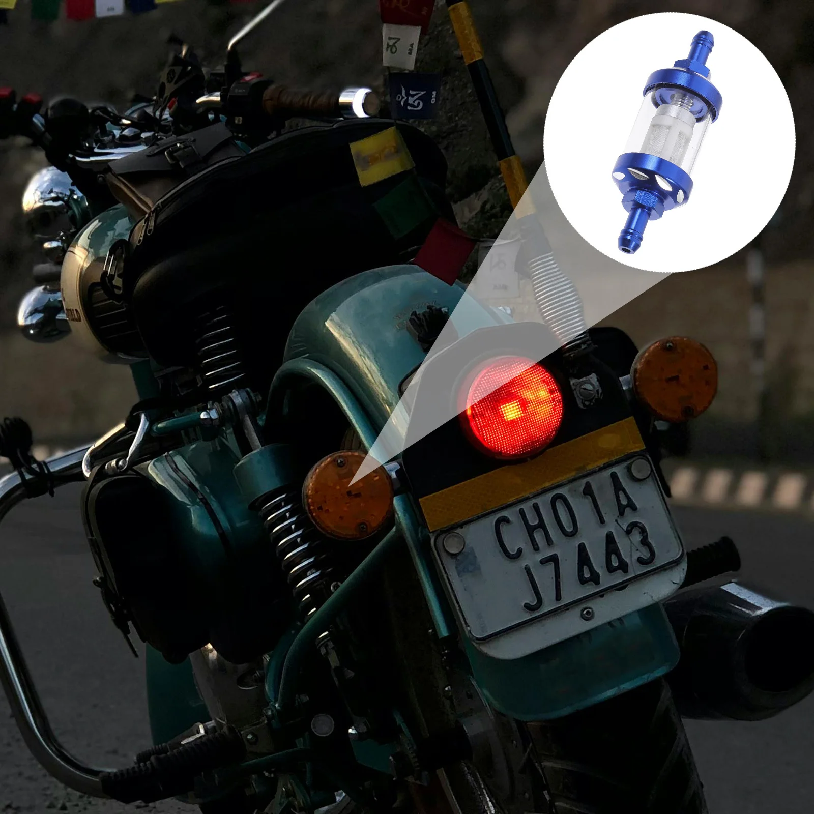 

Motorcycle Oil Filter Scooter Inline Fuel Filter Sturdy Aluminum Alloy Glass Material Easy Replacement Improve Engine