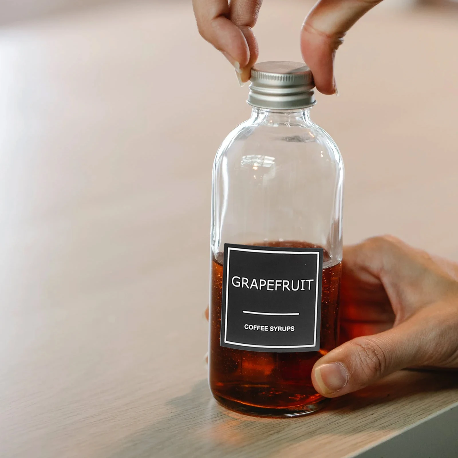 3 Sheets Coffee Label Syrup Bottles Labels Cart Accessories Simple Sticky Decals Plastic Bar