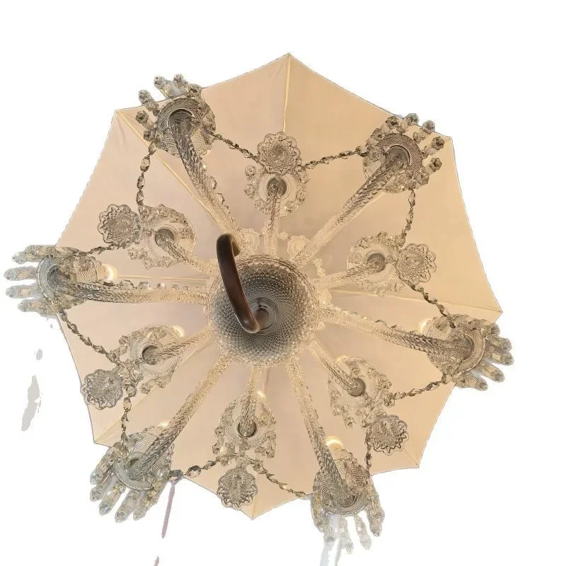 

French umbrella crystal chandelier European retro court style living room