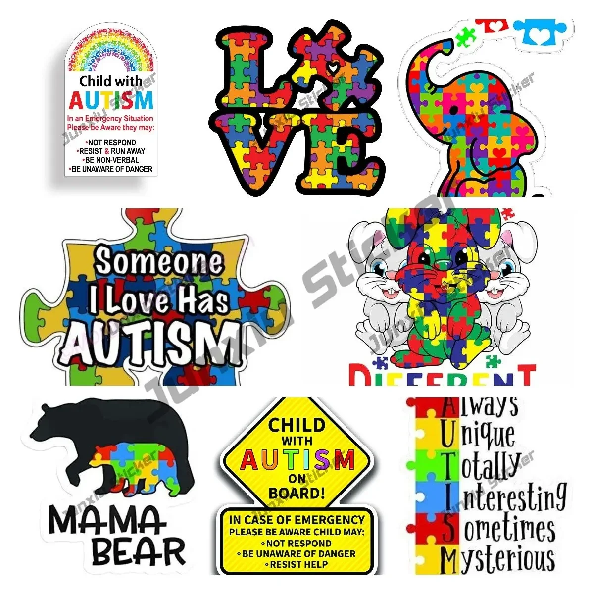 

With Autism Alert Stickers Car Laptop Helmet Sticker Surfboard Decoration Polyethylene Rearview Mirror Decals