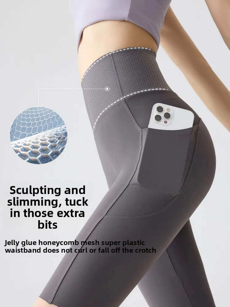   Person Yoga cinq-quarts Fitn pantalon 2025 nouveaux vêtements d'extérieur taille haute vélo mince Spor Yoga Leggings taille haute en Nylon Spandex