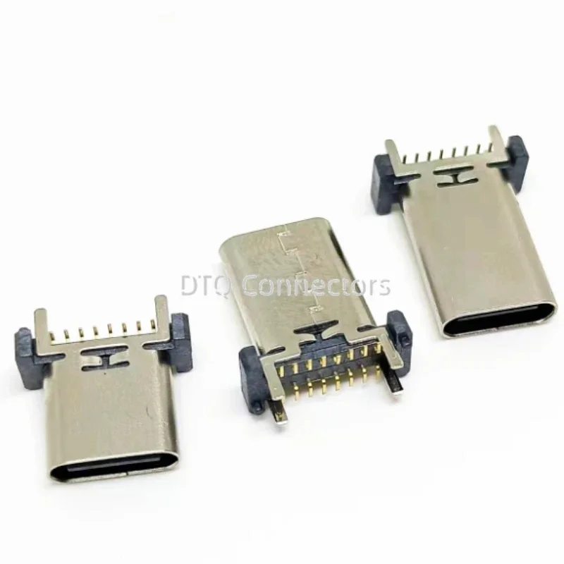 10PCS TYPE-C 16PIN vertical SMT mount 180 degree SMT base widened with column height, copper plated with gold 3U