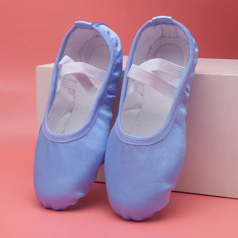 Pure Satin Pink Flesh Blue Color From Child 23 To Women 43 Girls Kids Pointe Shoes Dance Slippers Ballerina Practice Ballet Shoe