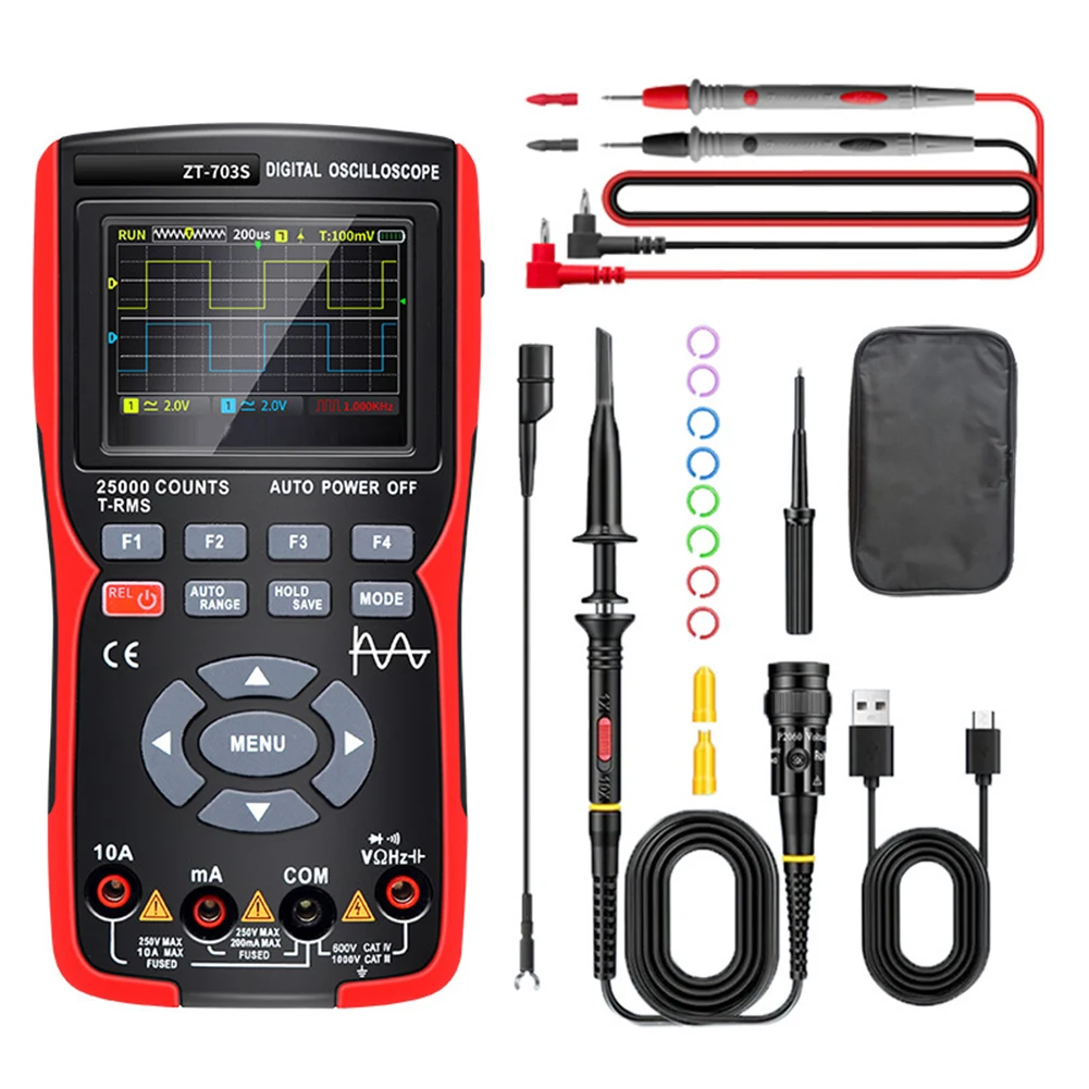 3 In 1 Handheld Oscilloscope Dual Channel Digital Multimeter & Signal Generator 3 In 1 Handheld Oscilloscope Automotive Dual Cha