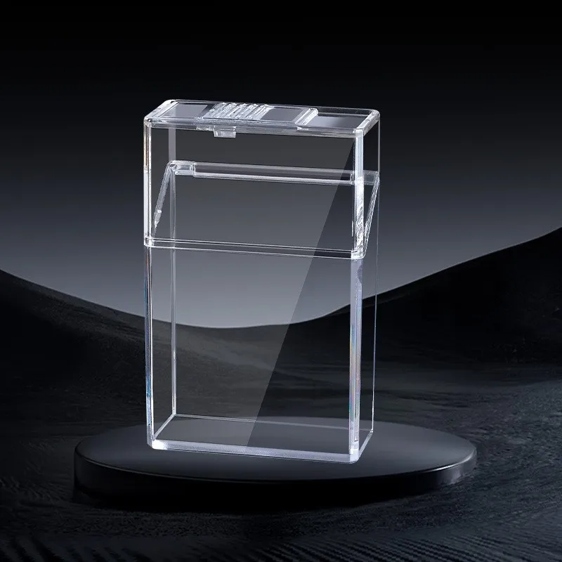 Caixa de cigarro de cor sólida transparente à prova d'água selada com tampa flip e tampa deslizante, pacote com 20 capas de cigarro masculino e feminino