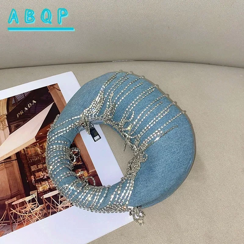 New Dinner Women's Bag Luxury Brand Diamond Tassel Dinner Party Women's Shoulder Bag Fashionable Personality Diamond Women's Bag