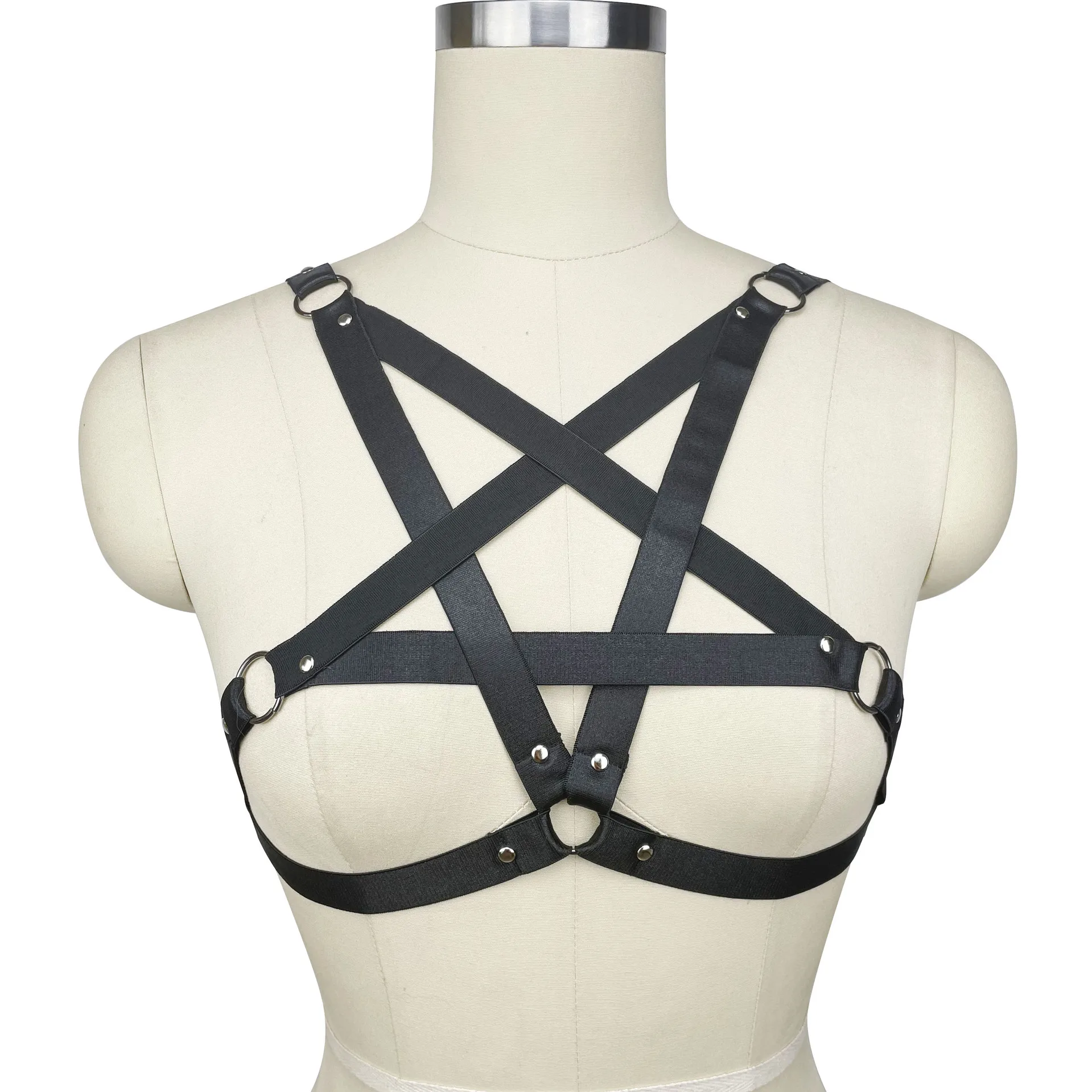 

Binding Garters Underwear Harness Belt Sexy Lady Harness Cup-Less Bra With Suspenders Belt Club Women Caged