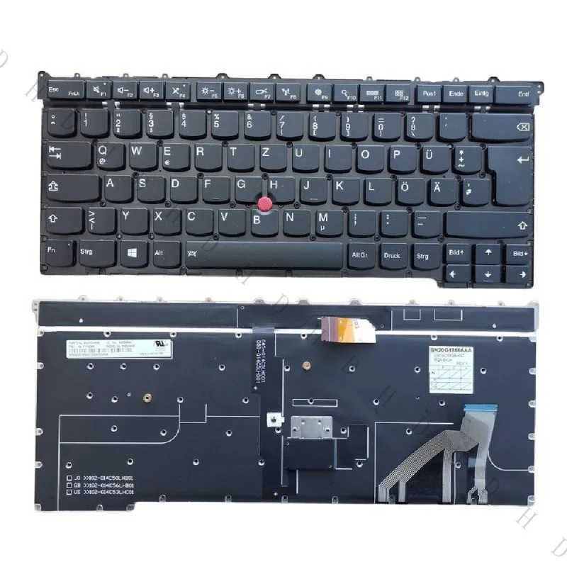 B+14'' New DE Layout Backlit Keyboard For Lenovo ThinkPad X1 Carbon 3rd Gen 20BS P/N 00HT312 Laptop