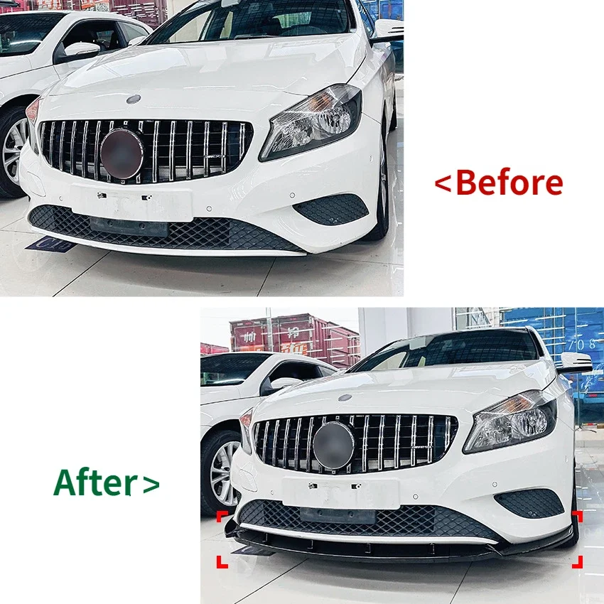 For Mercedes Benz W176 LCI A180 A200 A250 Standard 2013-2015 Front Bumper Splitter Lip Spoiler Diffuser Guard Body Cover Tuning