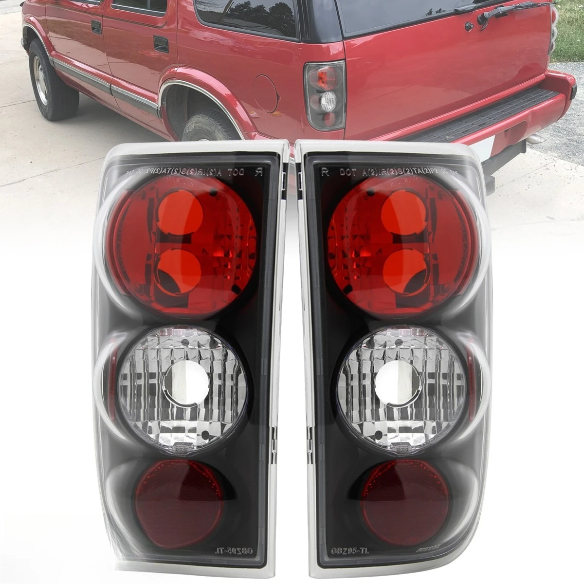 

Black Tail Lights Fits 1995-2004 Chevy Blazer GMC Jimmy Brake Lamps Left+Right
