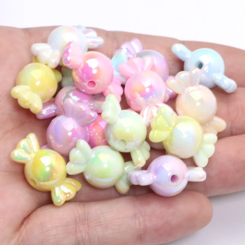 10pcs Gradient Color Sweets Acrylic Beads Loose Spacer Beads For Jewelry Making DIY Bracelet Necklace Earring Charms Handicrafts