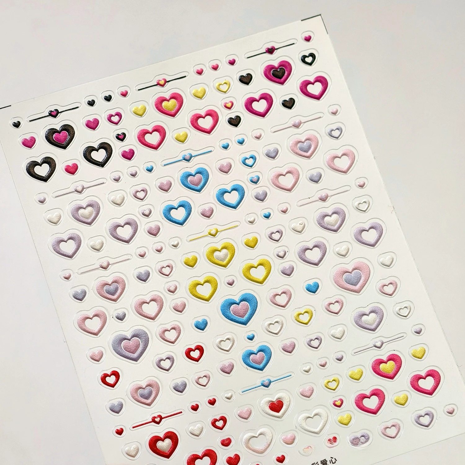 

1PC 5D Macaron Colorful Heart Nail Charms Sticker Embossed Nails Slider Decals Summer Adhesive Manicure Decor ネイル