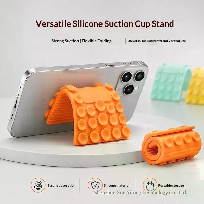 Flexible Suction Cup Phone Holder Silicone Foldable Multi-Angle Cell Phone Stand Bracket Hands-Free Universal Phone Stand - view 2