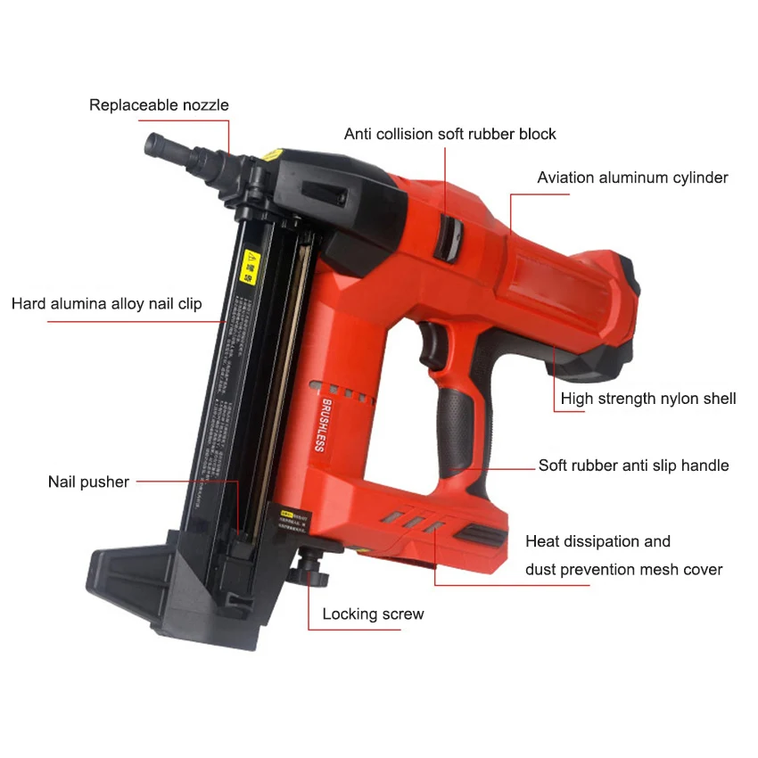 DCCN90S2 Lithium Battery Nail Guns Multi-purpose Cordless Nail Gun Concrete Nail Gun For Door And Windows Installation 2.6-3.0mm