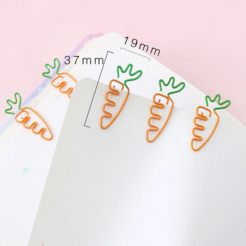 10PCS Creative Colorful Fruit Cute Carrot Bookmark Paper Clip School Office Supply Metal Material Gift Stationery