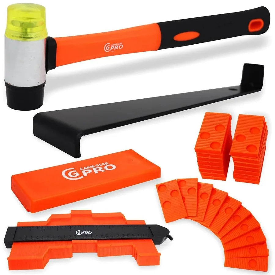 

Профессиональные инструменты для установки ламината с резьбовым молотком и резиновым молотком, 44 шт., прокладки, 40 шт. для V