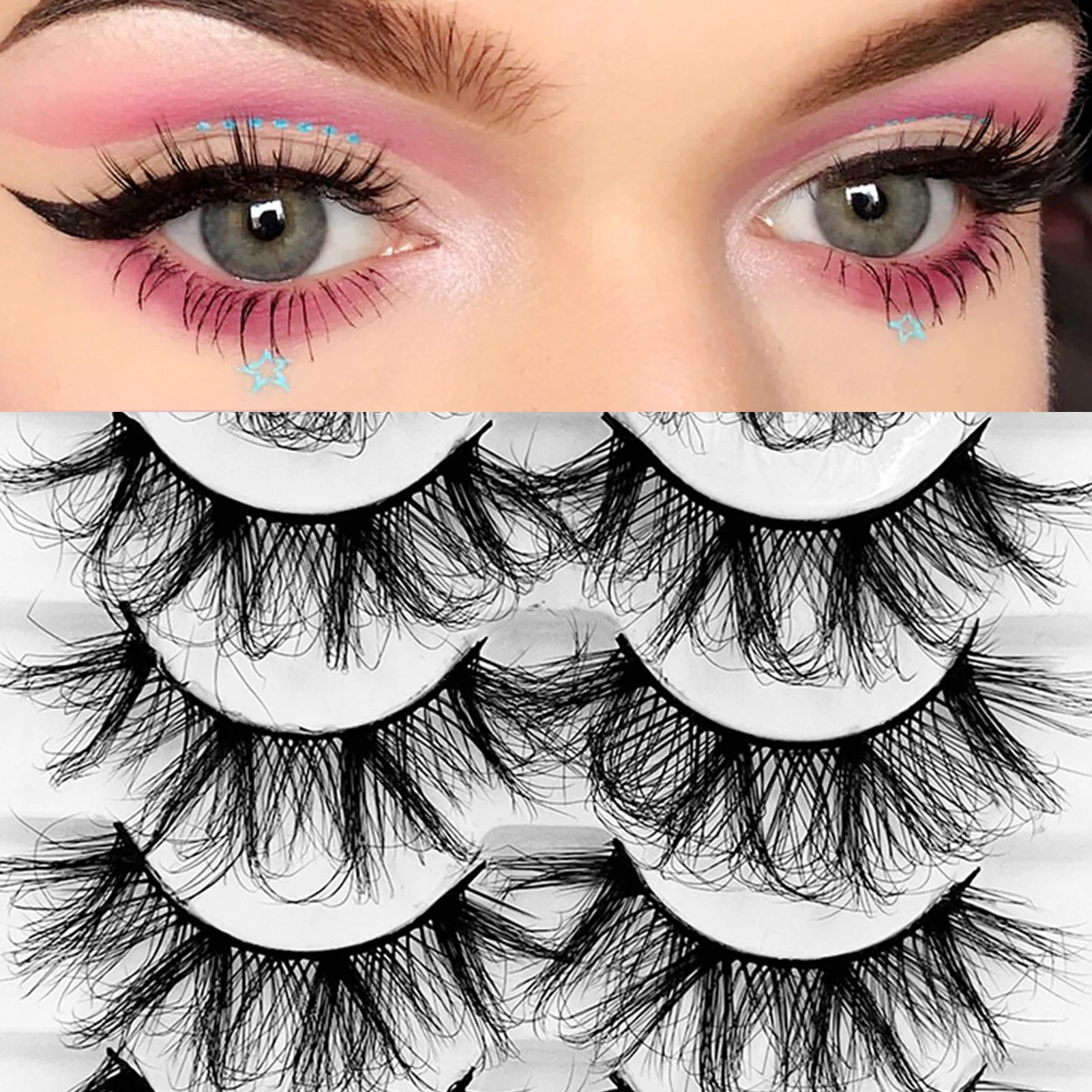 5 pares 8d individuais lash extensões multicamadas bushy bem-bedded cílios cosplay maquiagem diy cílios