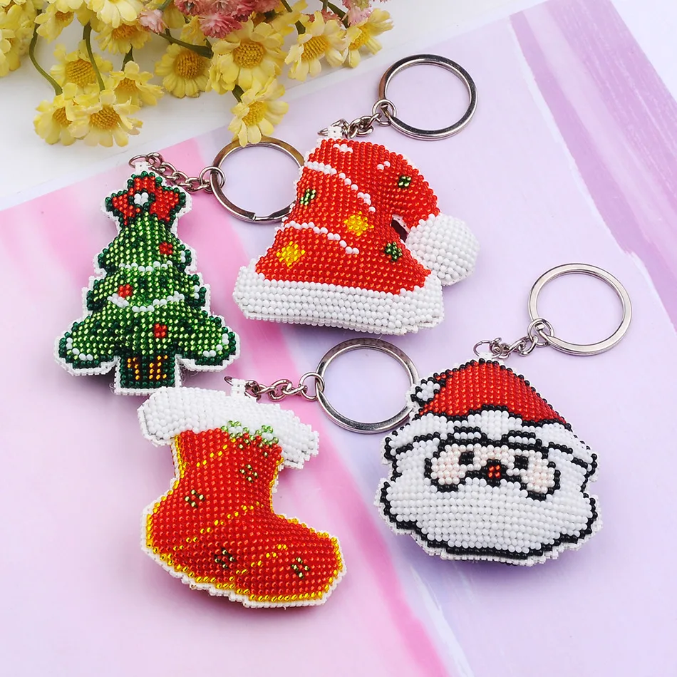 

Cisas Themed Beaded Embroidery Keychain Pendant Printed Cross Stitch Cisas Tree S Claus Cisas Sos Ornaments